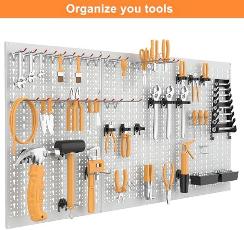 WALMANN Metal Pegboard, Tool Organizer Boards with Hooks, 24x48 in - Image 7