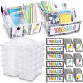 Hushee 6 Pcs Classroom Caddy Plastic Caddy Organizer with Handle, Clear by Hushee