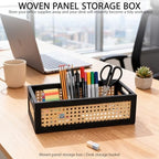 Wooden Rattan Storage Basket with Handles, Small Organizer Bin - Image 5