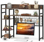 POWERSTONE Desktop Bookshelf for Monitors up to 32", Rustic Brown - Image 3