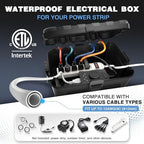 Flemoon Large Outdoor Electrical Box (12.5 x 8.5 x 5 inch), IP54 Waterproof Extension Cord Cover Weatherproof, Protect Outlet, Plug, Socket, Timer, Power Strip, Holiday Light Decoration, Black - Image 3
