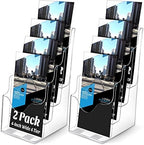 Crtiin 2 Pack 4 Tier Acrylic Brochure Holder 4 X 9 Inch, Clear Display by Crtiin