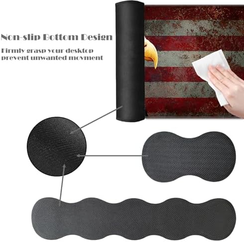 Ergonomic Keyboard Wrist Rest & Mouse Pad Wrist Rest Set,XL Gaming Desk Mat 31.5"x 11.8",Non-Slip Base,Memory Foam,Easy Typing Pain Relief for Office & Home,Vintage USA Flag Bald Eagle - Image 3