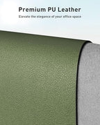 Aothia Faux Leather Desk Mat - Large Mouse Pad, Non-Slip PU Leather Blotter, Waterproof Writing Surface for Office and Home (Olive Green, 63" x 17") - Image 2