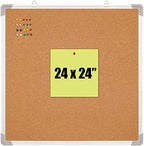 Cork Board 24x24 in, Framed Wall Hanging Bulletin Board with 10 Thumb Tacks by Navy+Penguin