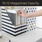BLU MONACO | Cardboard Magazine File Holder Set of 4 | Vertical Magazine File Holder for Desk and Shelves | Standing File Holder for Classroom School Paper Storage - Image 6