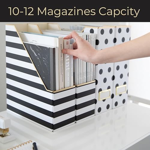BLU MONACO | Cardboard Magazine File Holder Set of 4 | Vertical Magazine File Holder for Desk and Shelves | Standing File Holder for Classroom School Paper Storage - Image 6