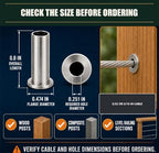 HYPERGIANT 60 Pack Cable Rail Protective Sleeves for 5/32 or 3/16 Inch Wire Rope, T316 Stainless Steel Wood/Composite Post Hole Sleeves, Deck Railing Hardware with 1 Drill Bit, Silver - Image 4