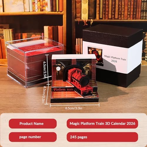 3d Calendar 2027,Hand Tear DIY Art 3d Calendar,Perfect Combination Of Artistic And Practical Design With Lights,Suitable For Note Taking,Decorative Ornaments,Holiday Gifts (Magic Train - Red) - Image 6