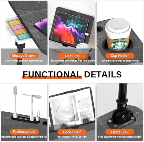 Lap Desk for Bed Adjustable Height with USB Port 23.6" x15.7" Desktop - Image 5