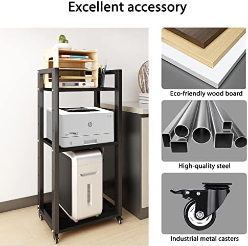 Natwind 3-Tier Tall Printer Stand,Shredder Stand Computer Host Holde,Black - Image 4