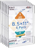 NIUBEE 8.5 x 11 Acrylic Sign Holder Wall Mount Clear Frame 6 Pack by NIUBEE