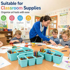 gisgfim 6 Pack Plastic Classroom Caddy with 6-Compartments Plastic Storage Caddies with Handle 6 Compartments Table Caddy Organizer Versatile Table Caddies for Classroom Office Storage, Lake Blue - Image 5