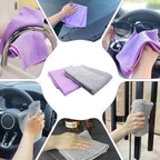 ΝοɾԝехMicrofiber Window Cleaning Cloths, Glass Cleaning Cloth for Streak-Free Windows, Mirrors, Windshield, Car & Household Cleaning - Reusable & Washable Micro Fiber Towel (Purple 4 Pack) - Image 4