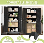 Black Kitchen Pantry Cabinets, 71 Metal Lockable Storage for Office - Image 4