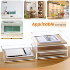 Acrylic Paper Tray, 4 Tier Paper Organizer for Desk, Clear Acrylic Desk Organizers, Stackable Letter Tray Workspace Organizer -Art Storage for School Classroom -4 Pack… - Image 6