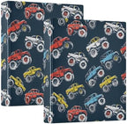 JIPONI 3 Ring Binder Monster Trucks Comic Style 1 Inch Round Binders for Men Women Students, Cute File Organizer for Office School, 1pc - Image 3