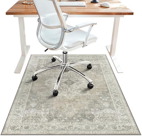 48"x72" Office Chair Mat for Hardwood Floor, Non-Slip Washable Trench by BESBLEE