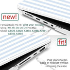 DONGKE Compatible with MacBook Pro 16 Inch Case (2026-2021 Release, M5 M4 M3 M2 M1 Pro/Max Chip), Plastic Hard Shell with Keyboard Cover & Screen Protector for MacBook Pro 16", Blue & White Stripes - Image 2