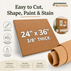 Manton Cork 24" x 36" x 3/8" Thick Cork Sheets (2-Pack), 100% Natural and Sustainable Cork Bulletin Boards. Perfect for Home, School, and Office - Image 4