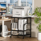 Lerliuo 3 Tier Black Large Printer Stand with Adjustable Storage Shelf - Image 4
