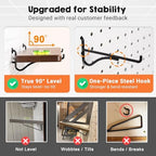 2 Pcs Walnut Finish Wooden Pegboard Shelf for 1/4" Metal Pegboard - Image 3