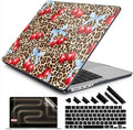 DONGKE Compatible with MacBook Pro 16 Inch Case (2026-2021 Release, M5 M4 M3 M2 M1 Pro/Max Chip), Plastic Hard Shell Cover with Keyboard Cover & Screen Protector for MacBook Pro 16", Leopard & Cherry by DONGKE