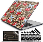 DONGKE Compatible with MacBook Pro 16 Inch Case (2026-2021 Release, M5 M4 M3 M2 M1 Pro/Max Chip), Plastic Hard Shell Cover with Keyboard Cover & Screen Protector for MacBook Pro 16", Leopard & Cherry by DONGKE