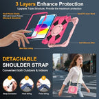 Case for iPad (A16) 11th/10th Generation 11/10.9 Inch 2025/2022, Ubearkk for iPad a16 case with Screen Protector, 360 Degree Rotating Stand Shoulder Strap Pencil Holder,Rose Pink - Image 2