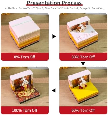 3D Memo Pad, 3D Calendar 2027, Time Piece Calendar, Tear-Off Calendars 2027, 3D Paper Carving Art Memo Pad, Art Carving Sticky Notes for Office Home Gifts Ornaments (Goat) - Image 5