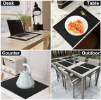 Leather Heat Resistant Placemats Set of 6 Waterproof Wipeable Washable PU Table Mats,Easy to Clean Anti-Slip (6, Black) - Image 7