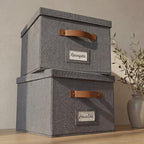 Decorative File Organizer Box Set of 2 - Collapsible Linen Filing Cabinets by ZICOTO