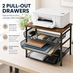 4-Tier Printer Stand with Storage for Desk, Wood Top, Black - Image 3
