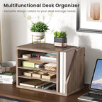 Wooden Mail Organizer, Desk Organizer with 3 Adjustable Shelves - Image 2