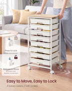 VASAGLE Rolling Cart with Drawers, Craft Organizers and Storage, White - Image 5