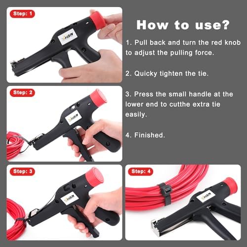 Zhushan Cable Tie Tool: Fasten and Cut Cables with Ease - Fits 2.8mm~12mm Nylon Ties - Image 5