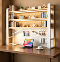 Desk Shelf Organizer with Pegboard & Storage Accessories, 2-Tier Desk Hutch Desktop Storage Rack, Desk Shelf for Office and Home Office White Frame /Natural Wood Board (4-Tier)37.4"×9.8"×48.5" by Unknown