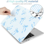 MEEgoodo for M5/M4/M3/M2 MacBook Air 15 inch Case 2026 2025 2024 2023, Case Fit Model (A3448/A3241/A3114/A2941) for MacBook Air 15.3 inch, Blue Stripes&Bows - Image 4