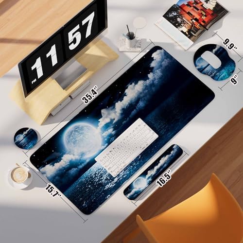 Desk Mat Set Keyboard and Mouse Pad with Wrist Rest Support - Image 3