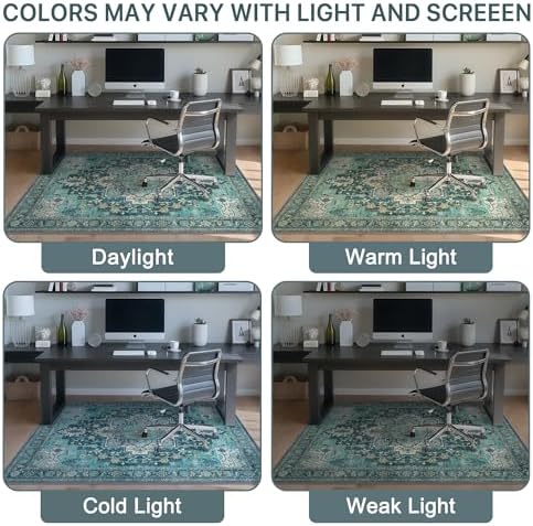 48"x72" Office Chair Mat for Hardwood Floor, Non-Slip Washable Turquoise - Image 6