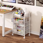 5-Tier Craft Organizer Cart with DIY Dividers,Rolling Utility Cart White - Image 6