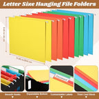Qeeenar 2 Pcs Hanging File Box with 10 Pcs Multicolor Hanging File Folders - Image 3