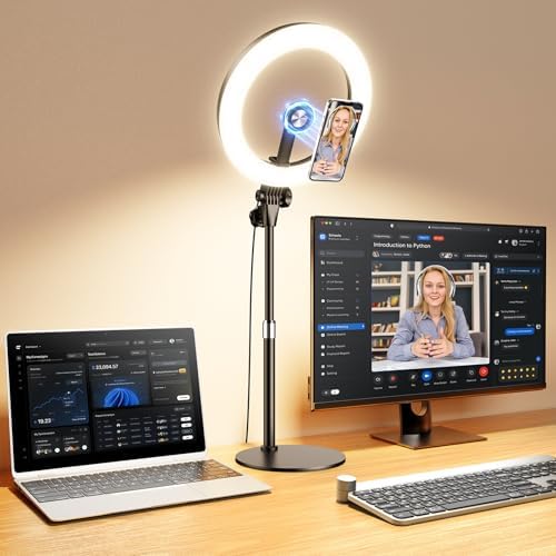 Upgrade 10.5" Ring Light for Desk with Magnetic Phone Holder for Computer by Yarrashop
