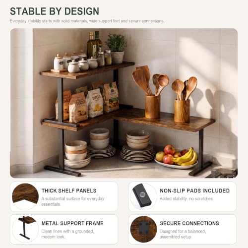 Golener Countertop Shelf, Kitchen Counter Organizer, Adjustable, Stackable - Image 4