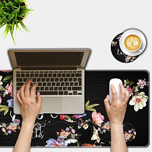 Mouse Pad Set,(31.5×11.8 in) Desk Pad + Keyboard Wrist Rest Support + Mouse Wrist Rest + Coaster for Office,Home,Computer,Laptop - 4 Motiavation Quote You Got This - Image 2