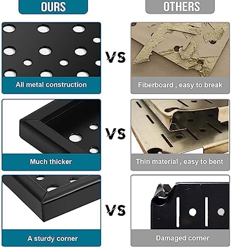 4 Pack Heavy Duty Steel Pegboard Garage Organization Panels,Universal 1/8 and 1/4 Pegboard Accessories,Suitable for Tool Storage,Garage Storage etc. (Black, 16X10.5) - Image 4