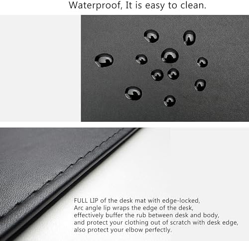 AKOZLIN Non-Slip 35.4"x 15.8" Soft PU Leather Surface Office Desk Mouse Mat Pad with Full Grip Fixation Lip Table Blotter Edge-Locked Protector - Image 4