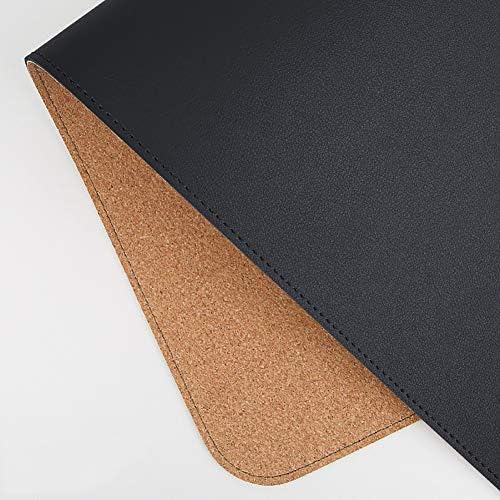 Ruby Lil Natural Cork & Leather Desk Writing Mat, Dual Use Desk Matt for Desktop,Multifunctional Office Desk Pad, PU Leather Mouse Pad,Black,47"x 24" by RubyLil