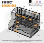 YINGHUA 5-Tier Mesh Desk Organizer and File Holder, Letter Tray - Black - Image 3
