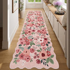 DUKINO 2x7 Runner Rug for Hallway, Floral Washable Rug for Kitchen, Pink by DUKINO